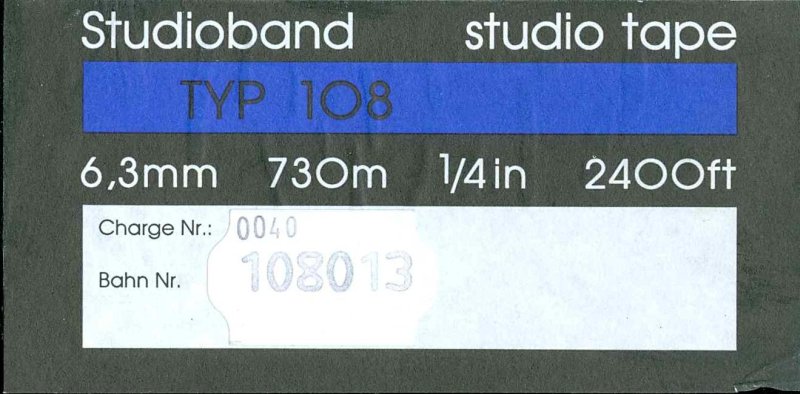 ORWO TYP 108 730m Etikett