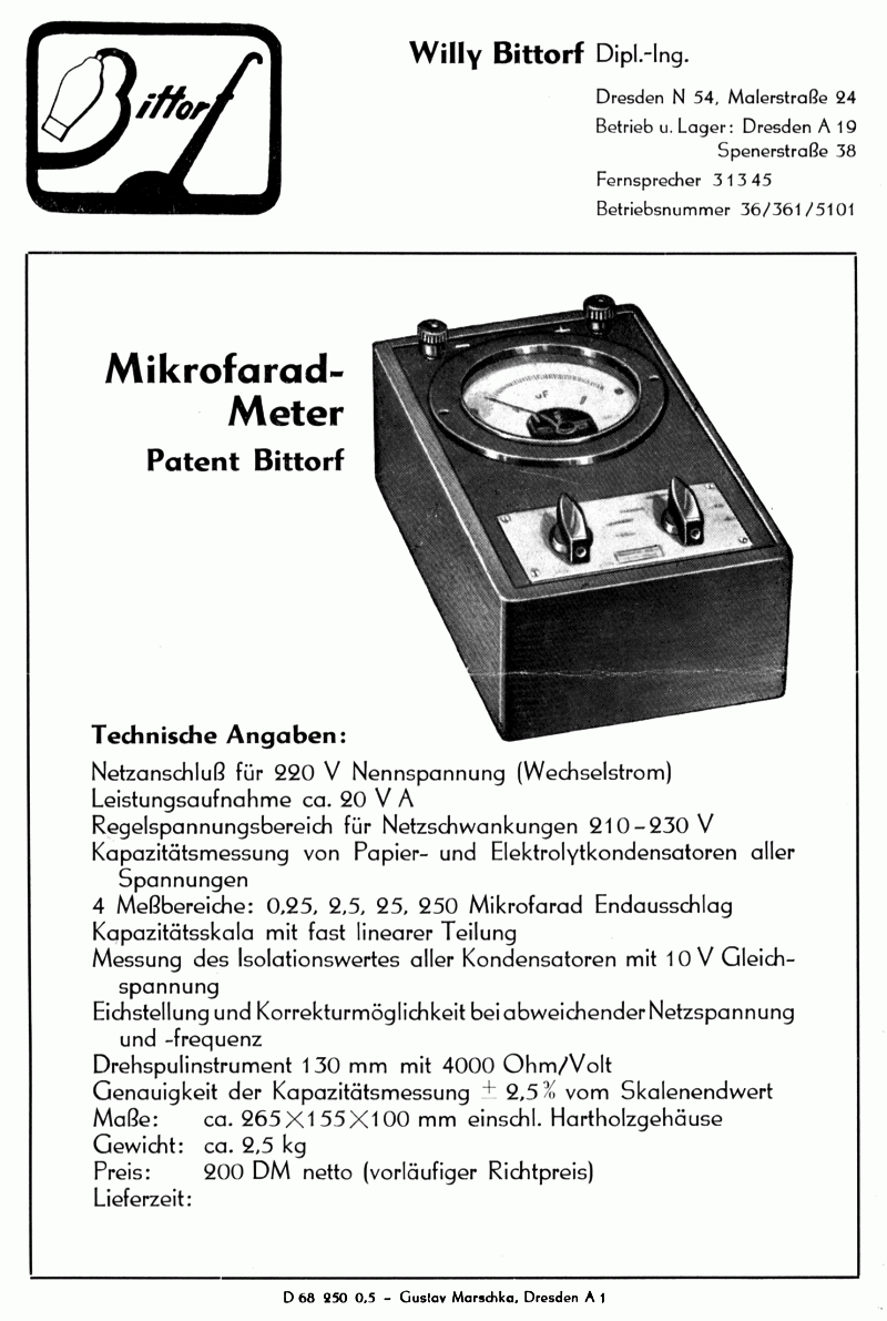 Bittorf, Mikrofaradmeter 1950, 01