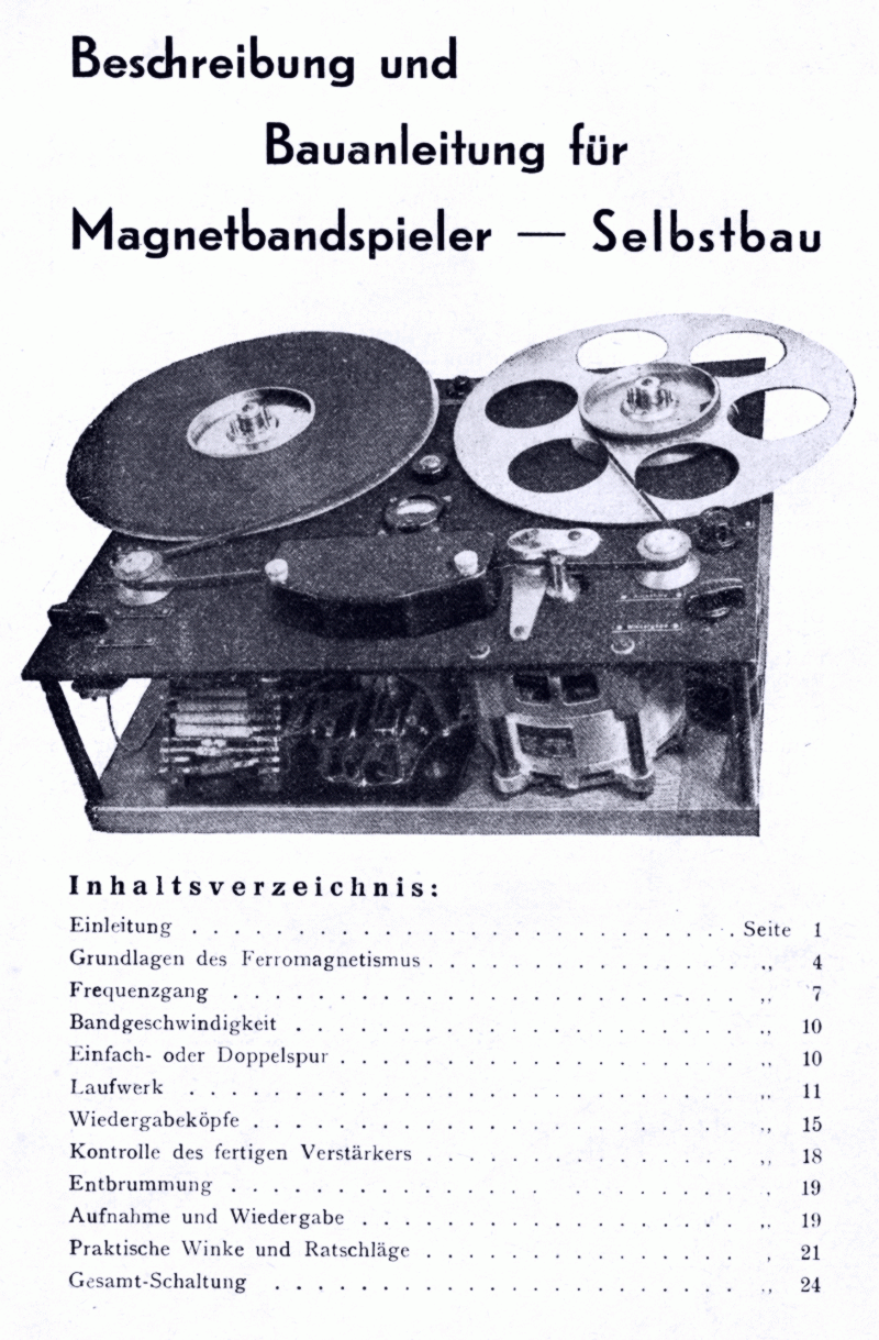 Magnetbandspieler - Selbstbau, LIPSIA 1953
