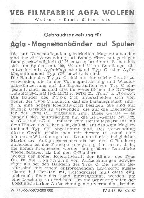 AGFA-Magnetbänder 1957, 001