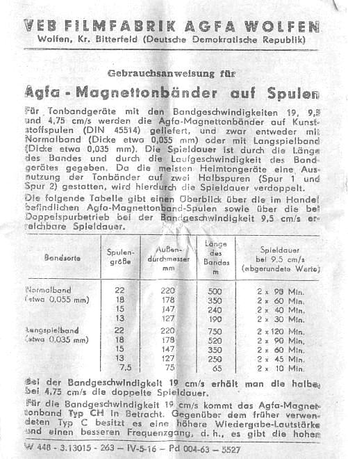 AGFA-Magnetbänder 1963, 001