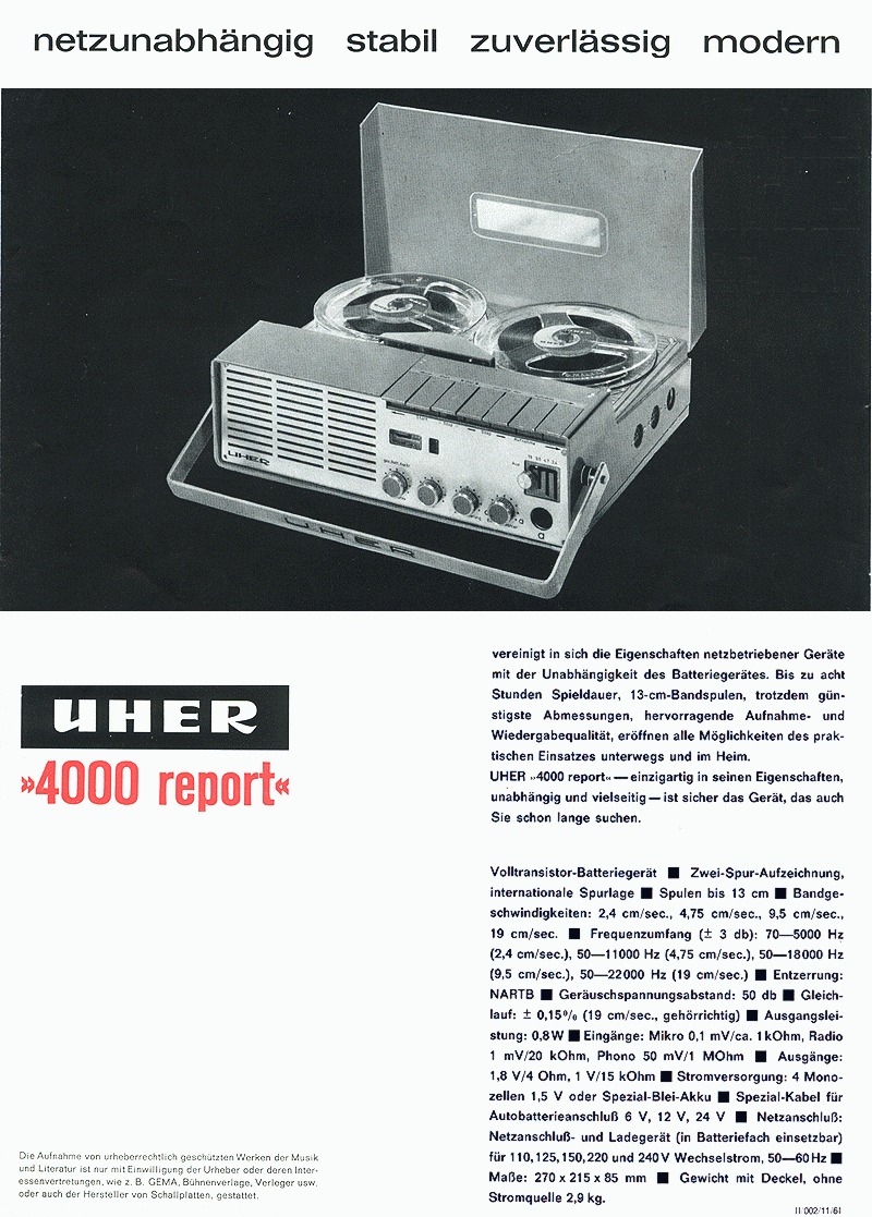 4000 report, Werbung 1961, 001