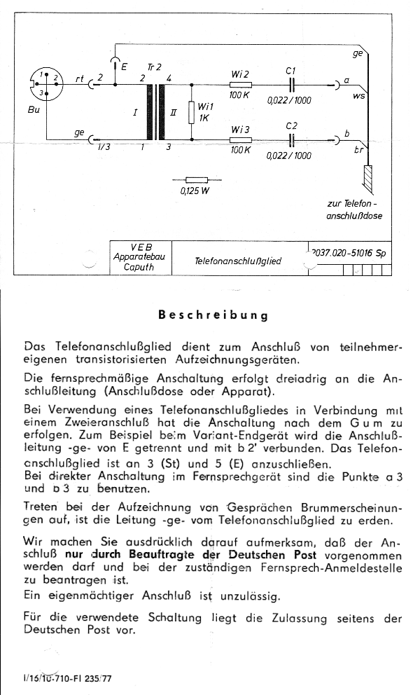 Telefonanschlußglied Caputh