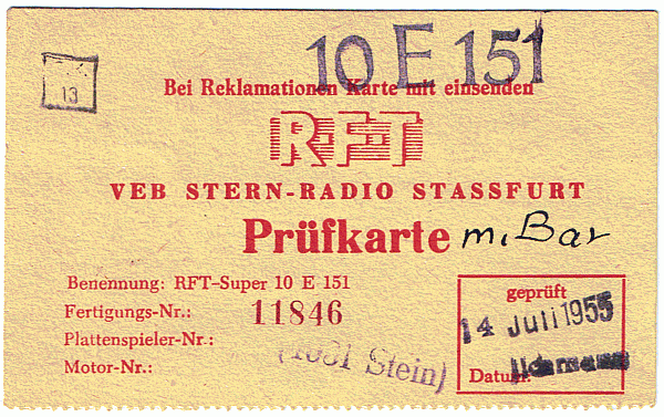 10E151 - Prüfkartenabriß