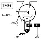 EM84-Oszillator, Sockelschaltung der EM84